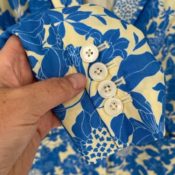 J. Crew Drapey Long Parke Blue Foral Printed Blazer Jacket in Cupro Blend size 2 - Picture 5 of 9